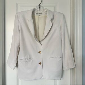 Vintage Jones New York Cream Blazer, Linen Blend Gold  Accent Buttos